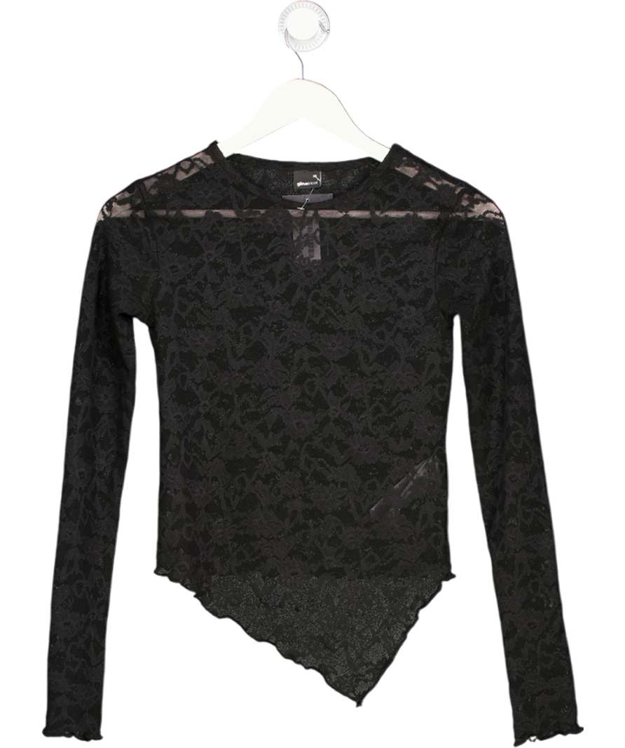 GINA TRICOT Black Lace Point Front Top UK XS