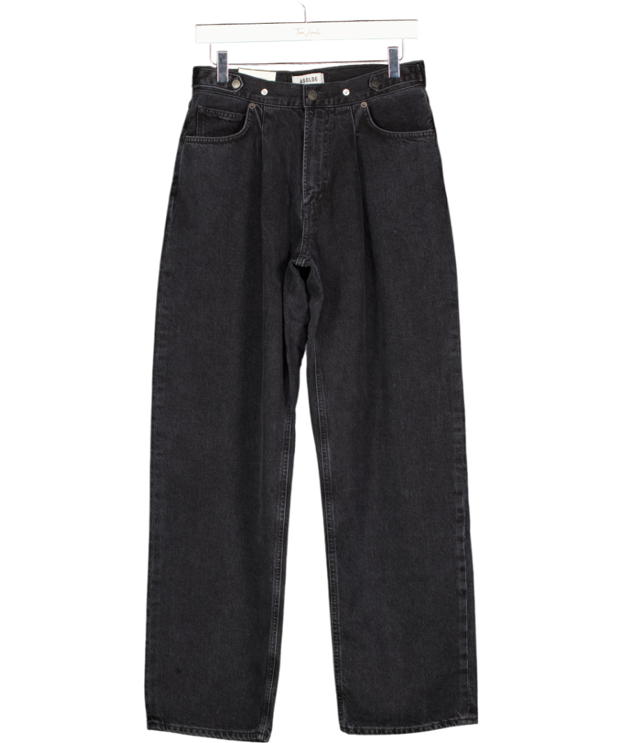 AGOLDE Black Wash High Waist Pleated Baggy Mid Rise Jeans W26