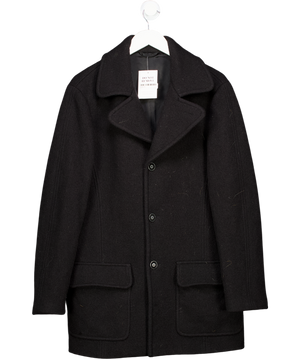 Armani Collezioni Black Oversized Wool Coat UK 22