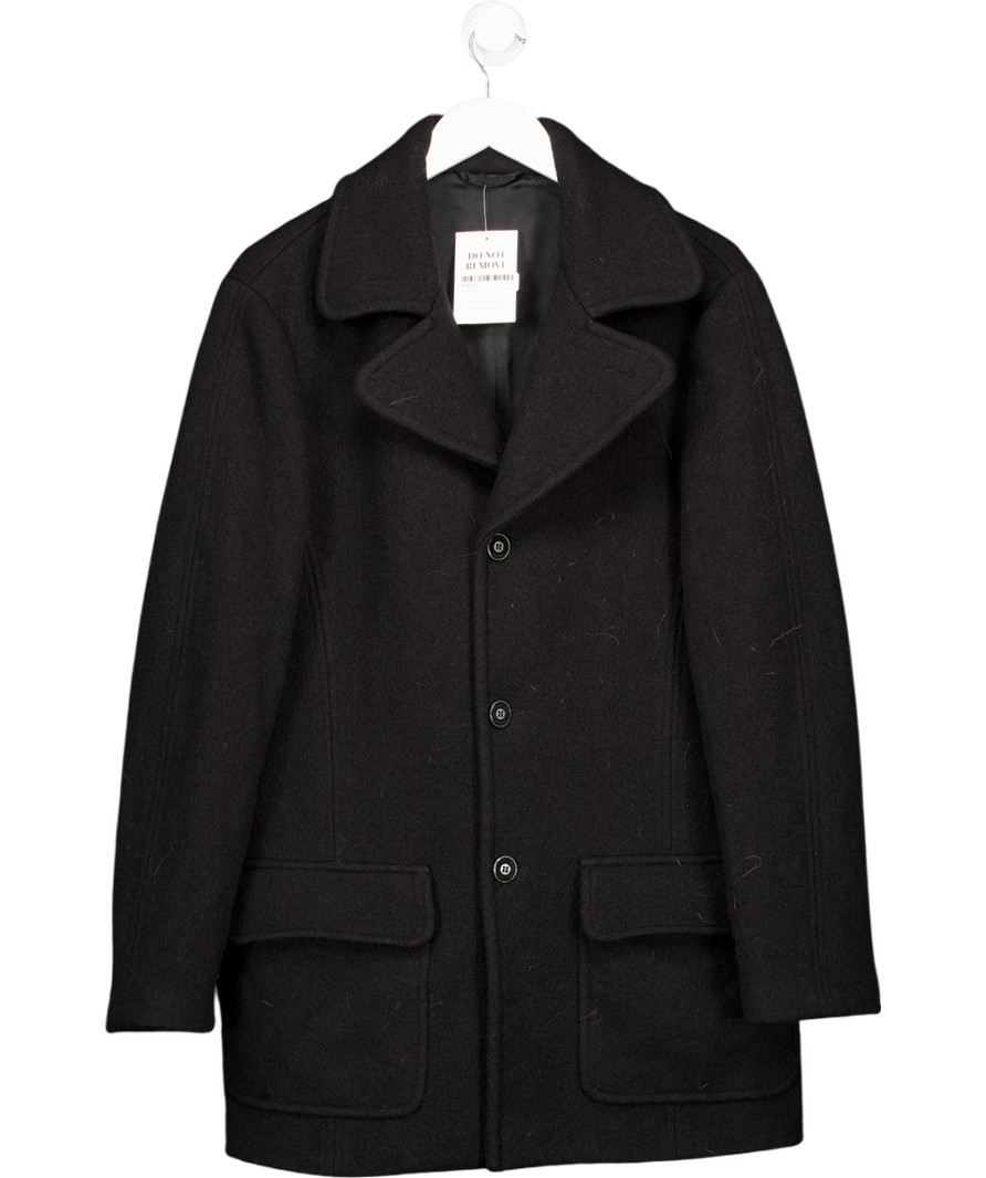 Armani Collezioni Black Oversized Wool Coat UK 22