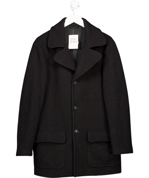 Armani Collezioni Black Oversized Wool Coat UK 22