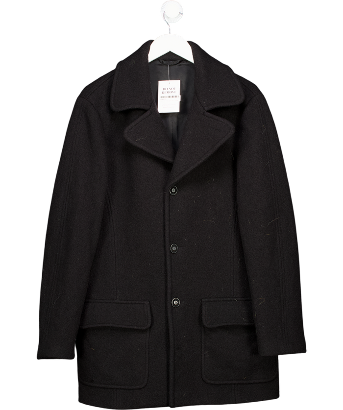 Armani Collezioni Black Oversized Wool Coat UK 22