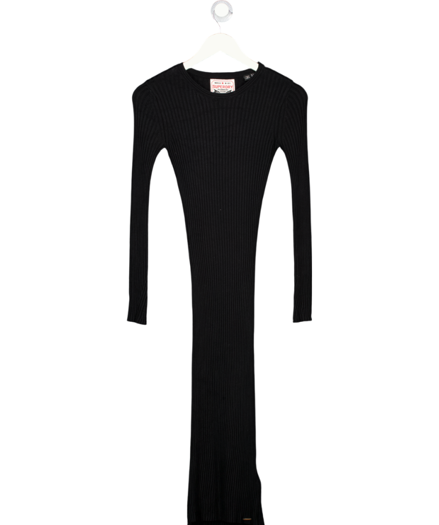 Superdry Black Ribbed Knit Midi Dress UK 6 Reliked Superdry Black Ribbed Knit Midi Dress UK 6 Reliked
