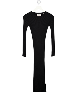 Superdry Black Ribbed Knit Midi Dress UK 6