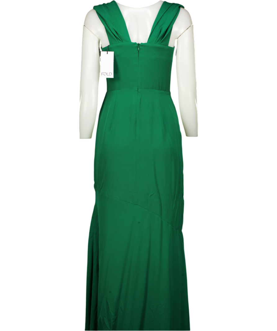 THE FOLD Deep Emerald Green Amorosi Silk Gown Dress UK 8