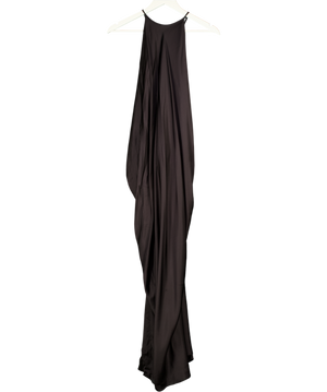 ZARA Black Satin Relaxed Maxi Dress UK S