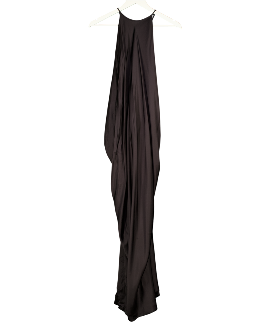 ZARA Black Satin Relaxed Maxi Dress UK S