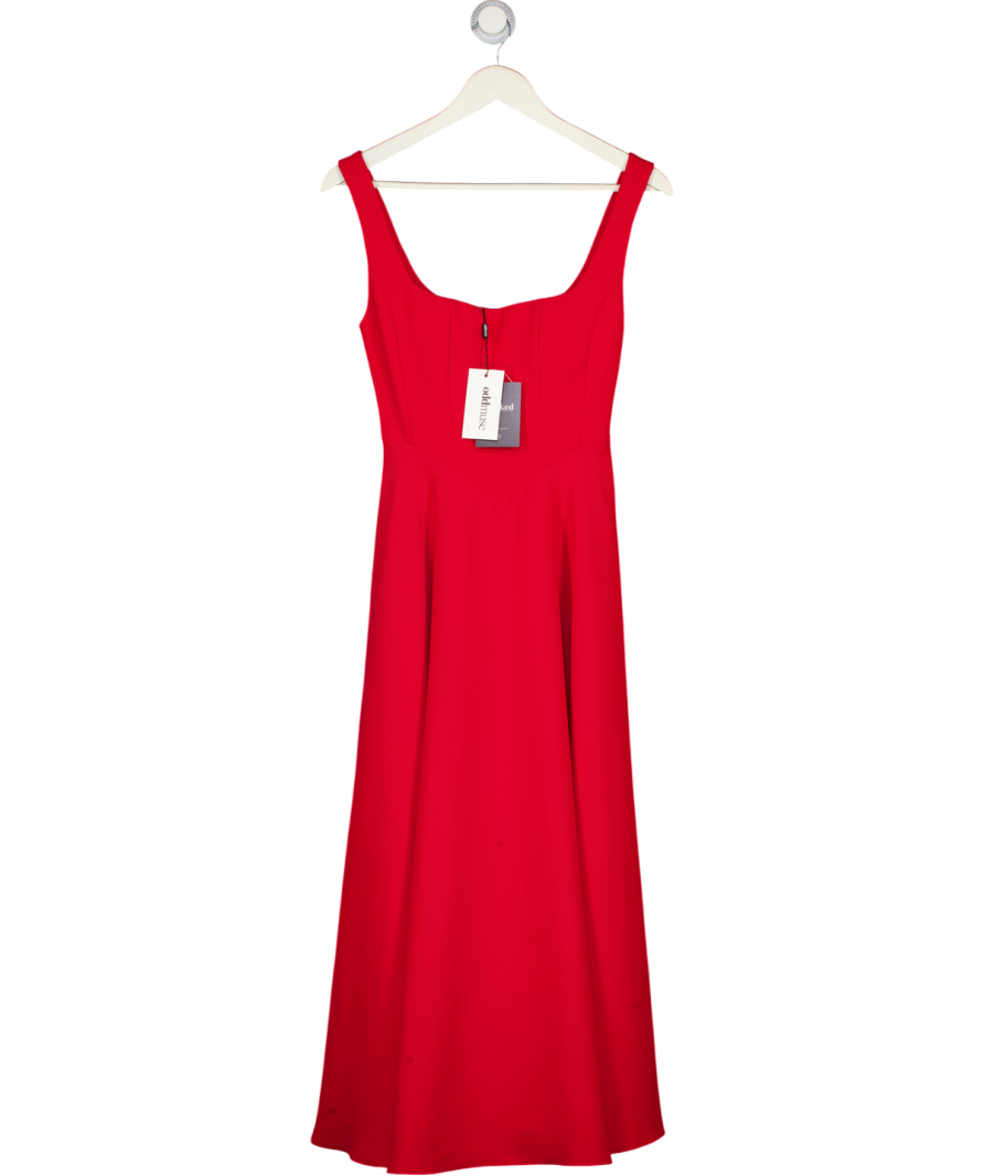 ODDMUSE Square Neck Midi Dress   Red UK XS