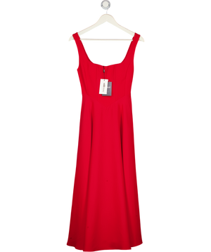ODDMUSE Square Neck Midi Dress   Red UK XS