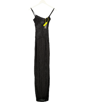 LEMON LUNAR Black The Lina Lace Maxi Dress UK XS