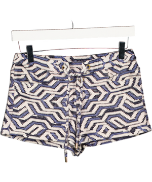 MELISSA ODABASH Blue & White Azteck Knit Beach Shorts UK S