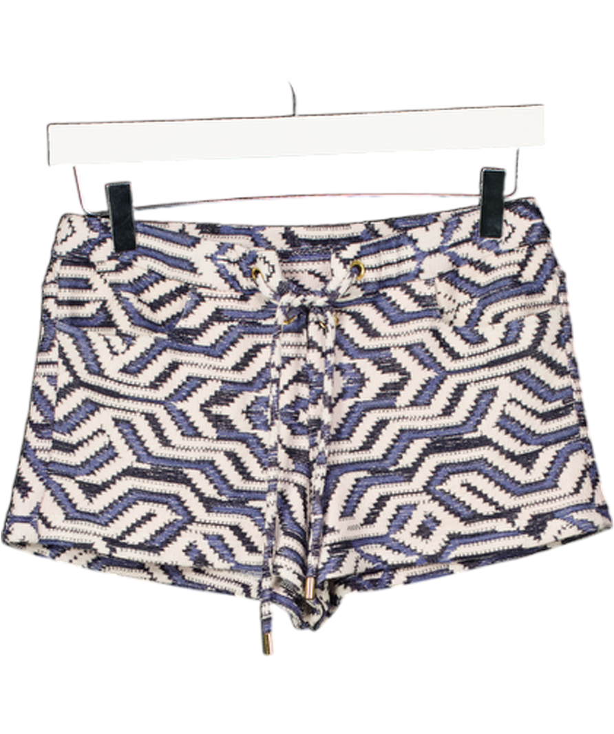MELISSA ODABASH Blue & White Azteck Knit Beach Shorts UK S