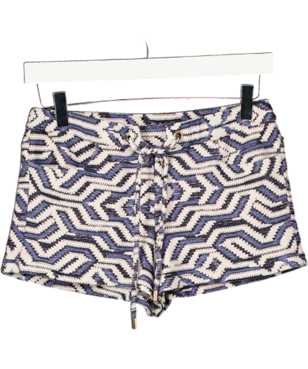 MELISSA ODABASH Blue & White Azteck Knit Beach Shorts UK S