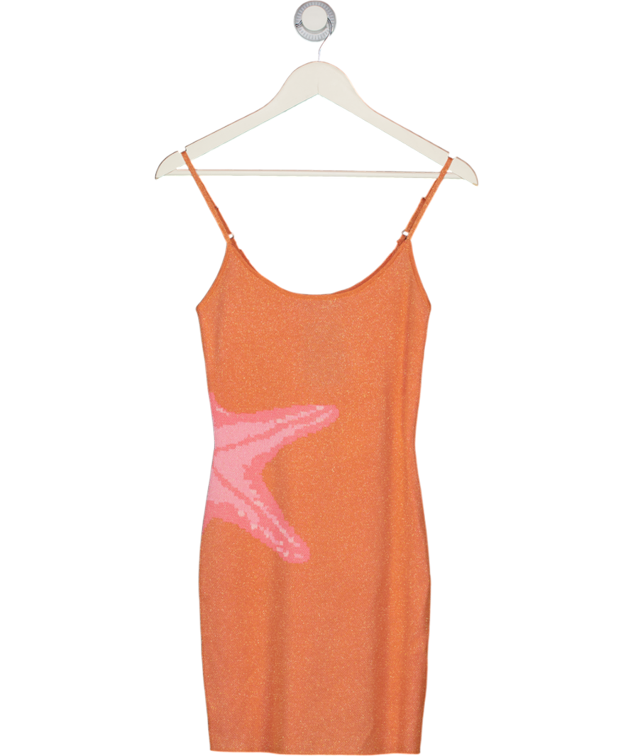 WHITE FOX Orange Sparkle Kn It Mini Dress UK XS