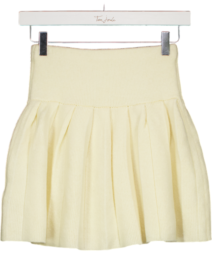 MESHKI Cream Dionne Pleated Knit Mini Skirt UK XS