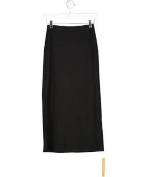 REFORMATION Black Ribbed Tencel Blend Maxi Skirt UK XS