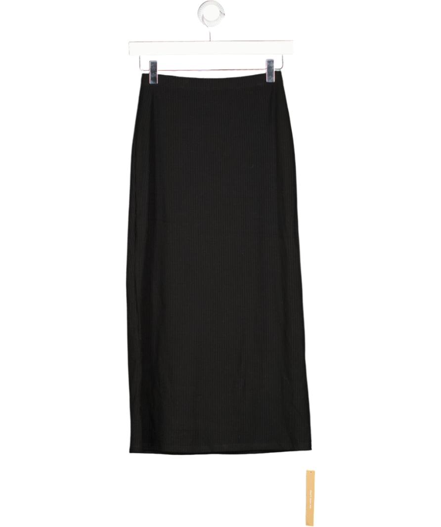 REFORMATION Black Ribbed Tencel Blend Maxi Skirt UK XS