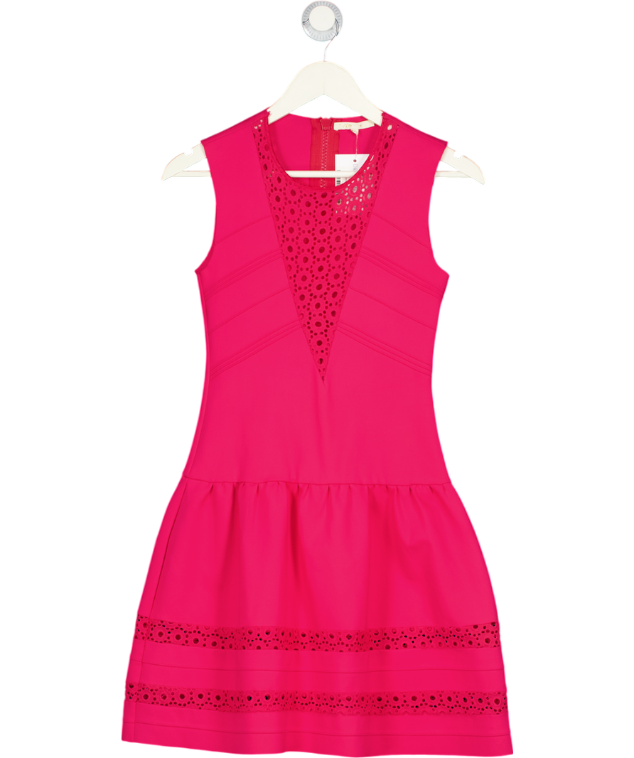 MAJE Pink Lace Detaill Drop Waisted Dress Sz1 UK 8