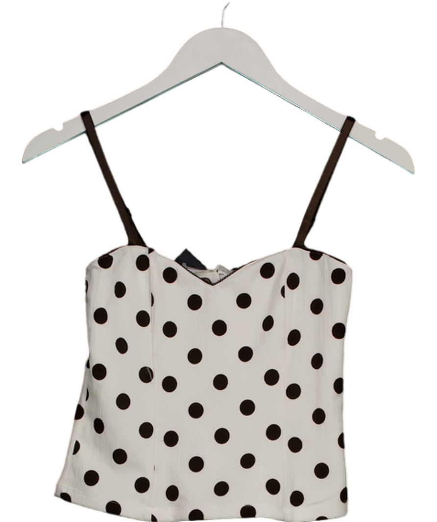 ZARA White Polka Dot Corset Top UK M