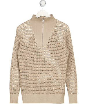 VARLEY Beige Cashmere Stone Billie Half-zip Knit Jumper UK XS