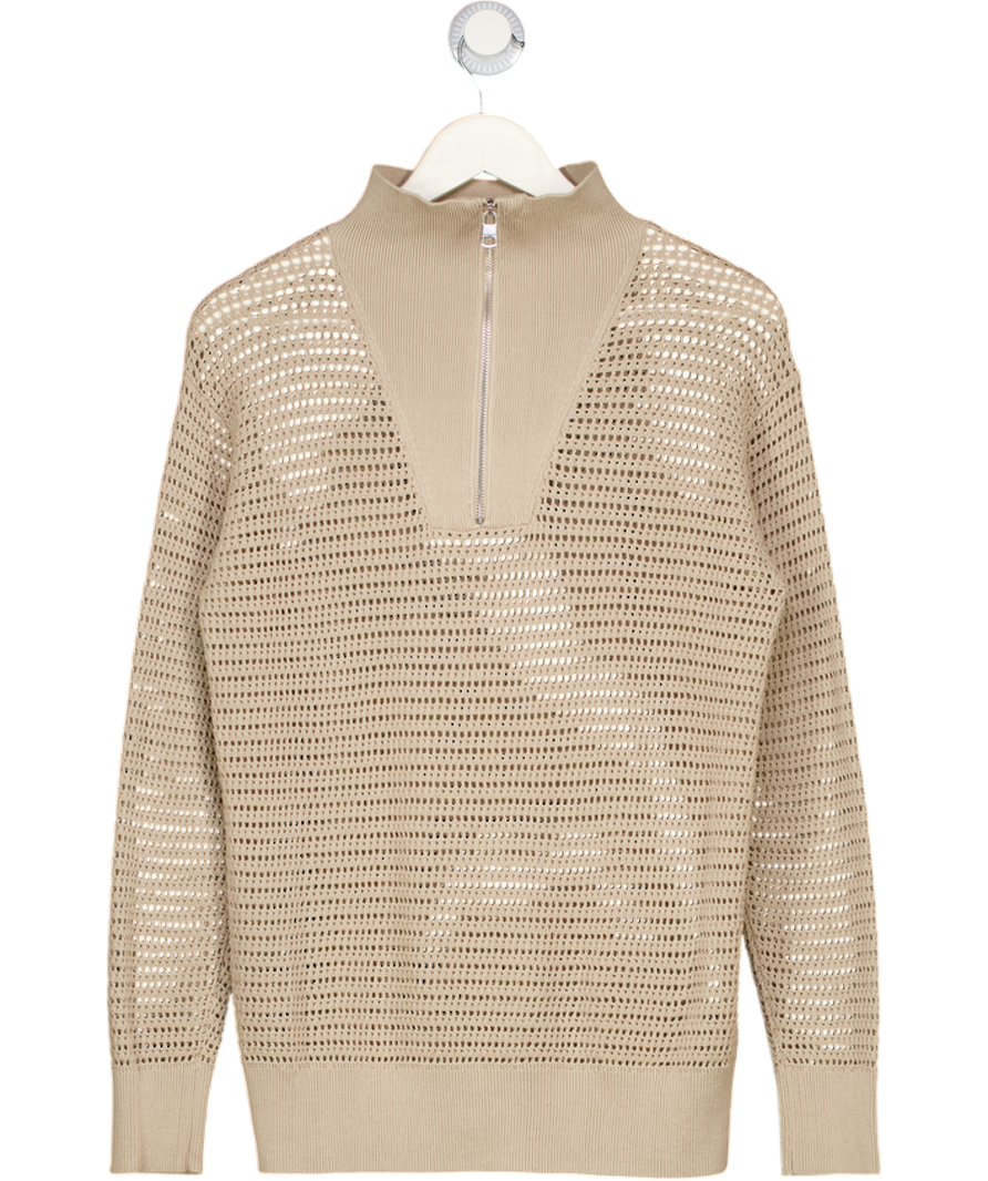 VARLEY Beige Cashmere Stone Billie Half-zip Knit Jumper UK XS