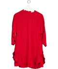 RED VALENTINO Red Long Sleeve Frill Hem Mini Dress It40 UK 8