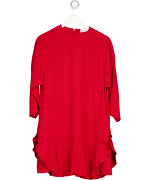 RED VALENTINO Red Long Sleeve Frill Hem Mini Dress It40 UK 8
