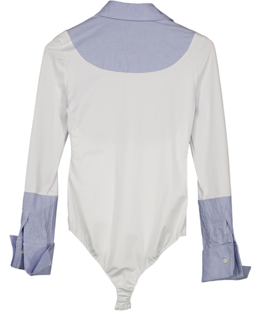 DESIDERATA LONDON White Shirt Front Bodysuit UK M