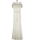 NADINE MERABI White Feather Trim Colette Bandeau Jumpsuit UK XS