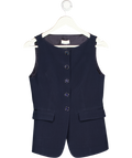 LILYSILK Blue Button Up Blazer Silk Vest Waistcoat UK 6