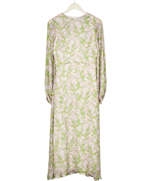 BORGO DE NOR Elitsa Sheer Stripe Midi Dress In Light Pink UK 8