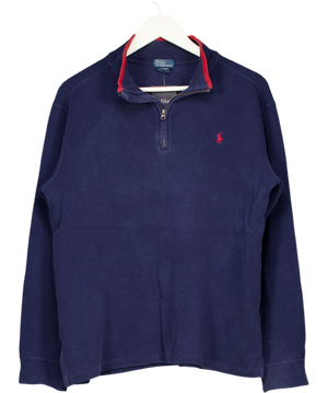 POLO RALPH LAUREN Navy Blue Quarter Zip Top 18-20 Years UK L