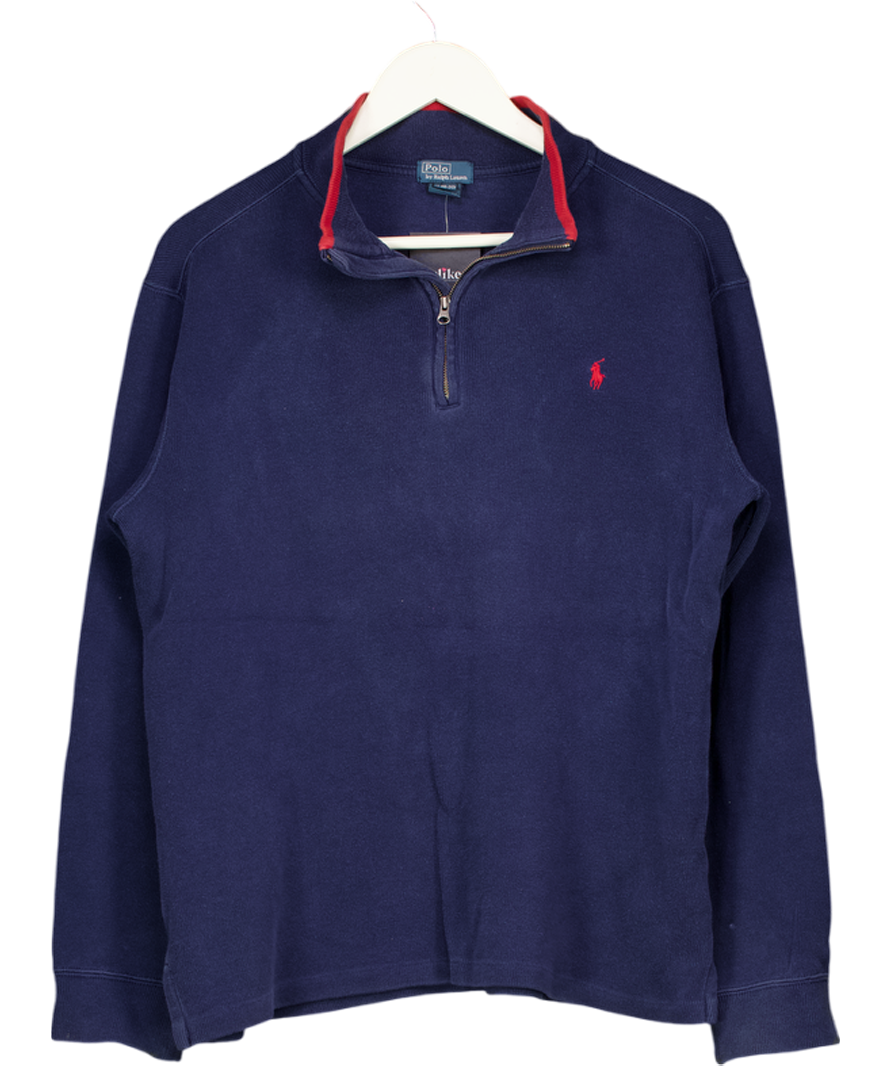 POLO RALPH LAUREN Navy Blue Quarter Zip Top 18-20 Years UK L