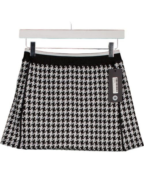 ASTORIA ACTIVEWEAR Black Seamless Knit Mini Skort - Black/grey Houndstooth UK S