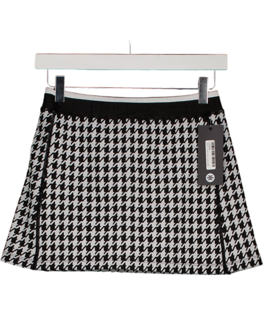 ASTORIA ACTIVEWEAR Black Seamless Knit Mini Skort - Black/grey Houndstooth UK S