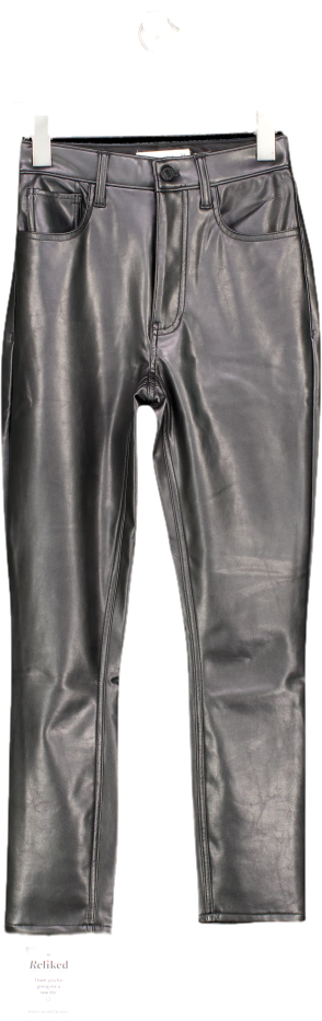 Abercrombie & Fitch Black Skinny High Rise Vegan Leather Trousers UK XXS