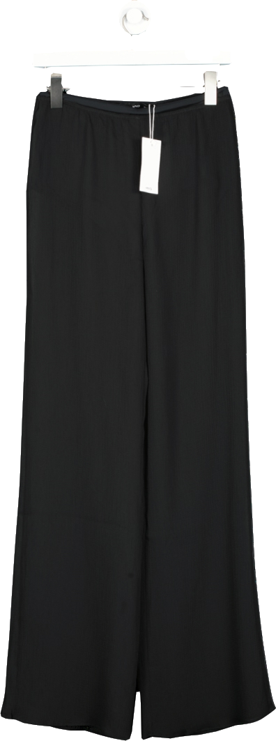 MANGO Black Semi Transparent Wide Leg Trousers BNWT UK S