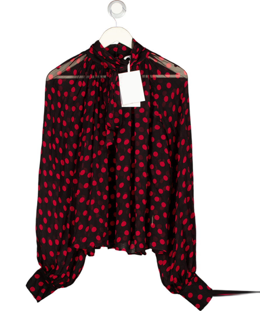 RONNY KOBO Polka-dot Ballon Sleeve Blouse - Black UK S