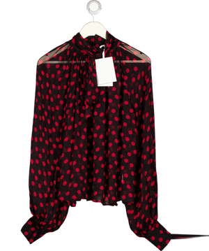 RONNY KOBO Polka-dot Ballon Sleeve Blouse - Black UK S
