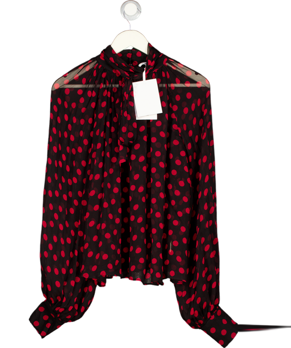 RONNY KOBO Polka-dot Ballon Sleeve Blouse - Black UK S
