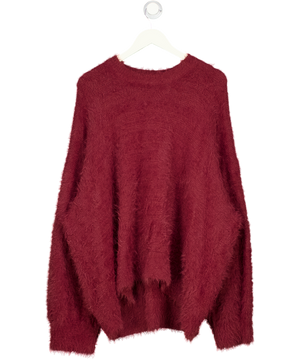 ASOS Curve Burgundy Red Fuzzy Knit Jumper UK XL
