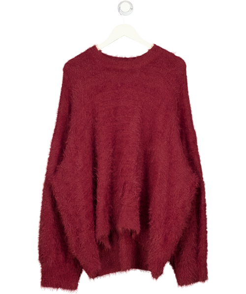 ASOS Curve Burgundy Red Fuzzy Knit Jumper UK XL
