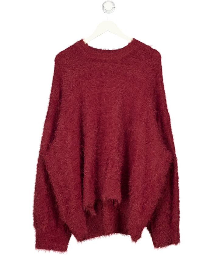 ASOS Curve Burgundy Red Fuzzy Knit Jumper UK XL
