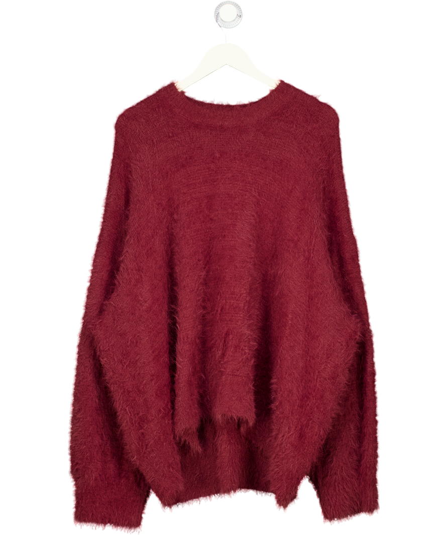ASOS Curve Burgundy Red Fuzzy Knit Jumper UK XL