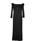 4th & Reckless Lace Bardot Foldover Long Sleeve Maxi Dress In Black UK 6