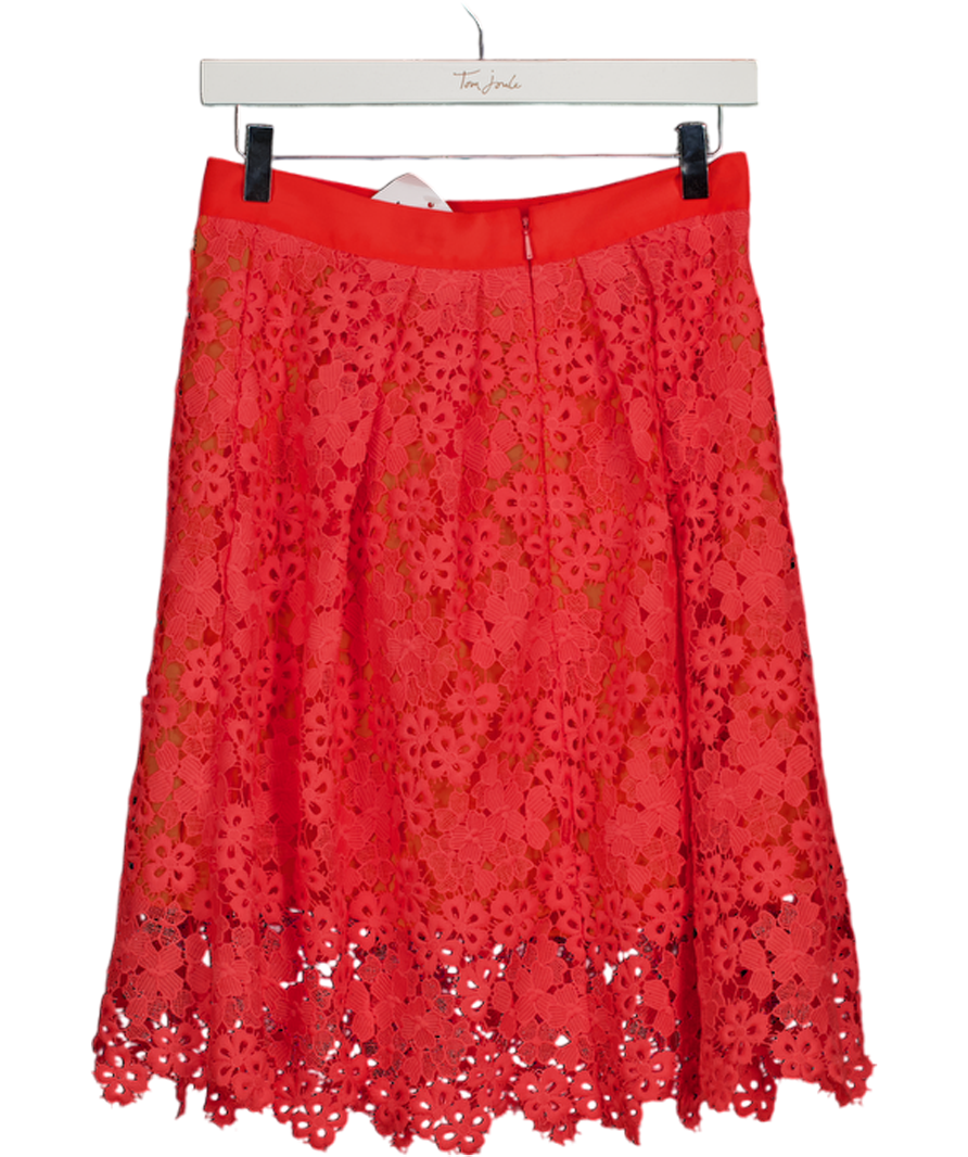 Whistles Coral Pink Guipure Lace Skirt UK 10