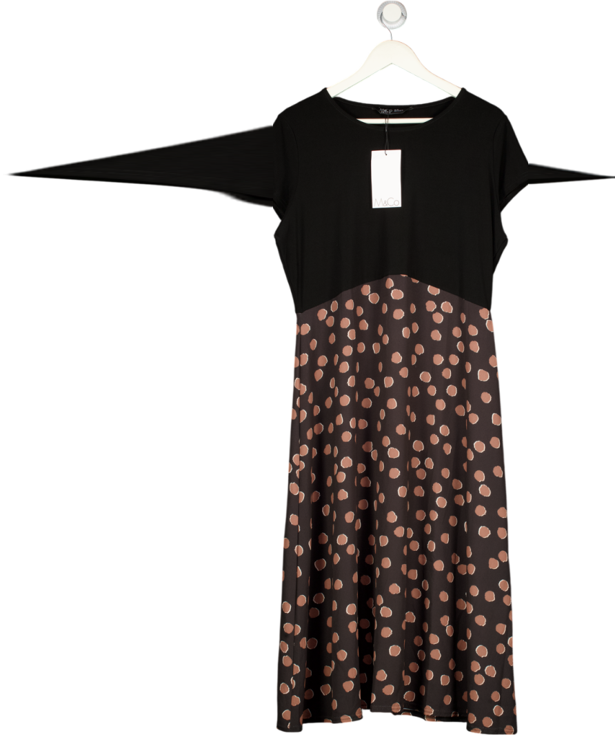 M&Co Black Spot Print Midi Dress - Petite UK 18