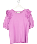 ANTHROPOLOGIE "eri + Ali" Lavender Purple Frill Sleeve Sweatshirt Top UK L