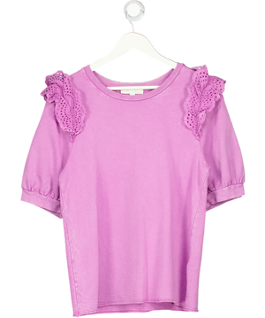 ANTHROPOLOGIE "eri + Ali" Lavender Purple Frill Sleeve Sweatshirt Top UK L
