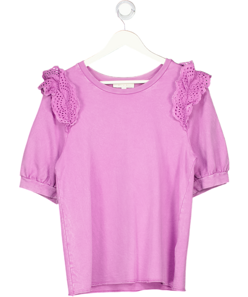 ANTHROPOLOGIE "eri + Ali" Lavender Purple Frill Sleeve Sweatshirt Top UK L